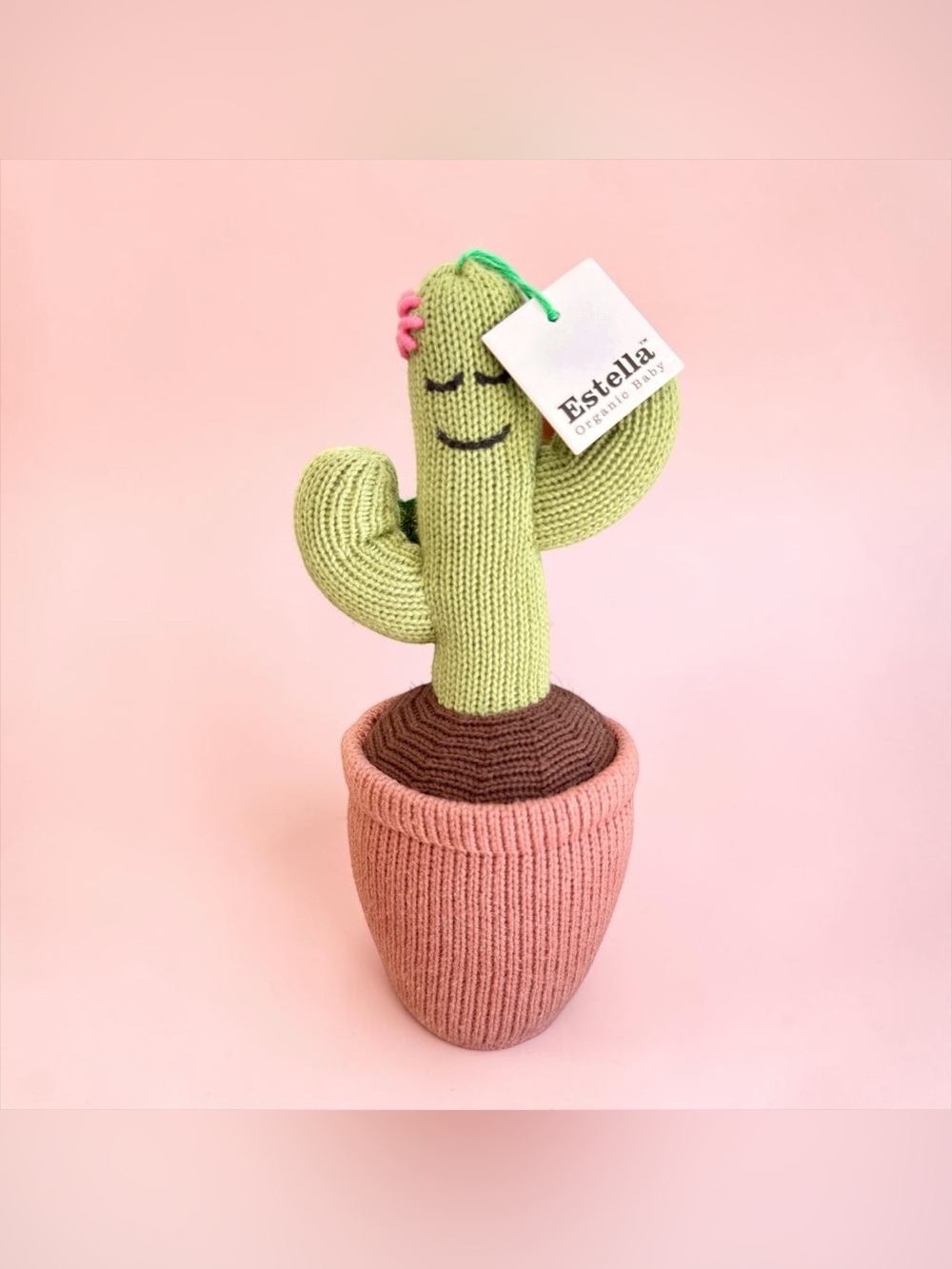 Estella Cactus Plush Hand knit Organic Cotton Made In Peru- Size Medium NEW 9”